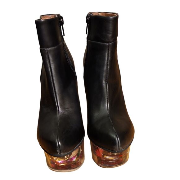 Jeffrey Campbell Rave Ankle Boots Size 6 M Black Leather Glitter Wedge Platform - Picture 3 of 8